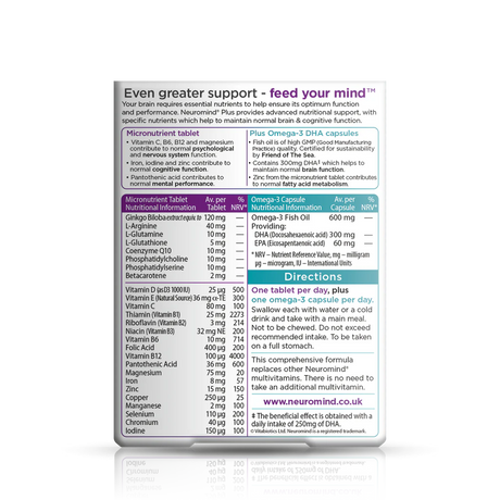 Vitabiotics Neuromind Plus DHA - 28 comprimés et 28 capsules