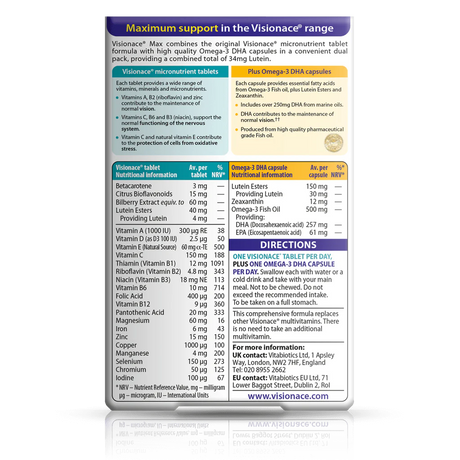 Vitabiotics Visionace Max - 56 comprimés