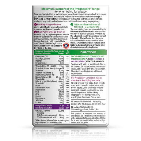 Vitabiotics Pregnacare Conception Max - 28 jours d'approvisionnement