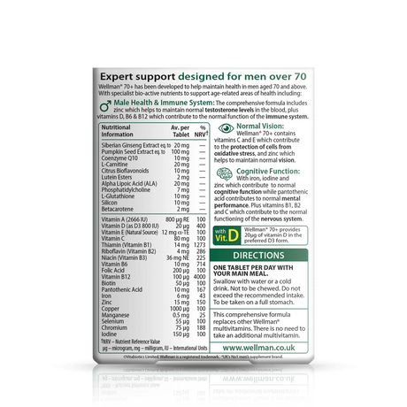 Vitabiotics Wellman 70+ - 30 comprimés