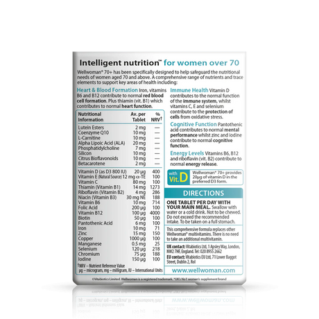 Vitabiotics Wellwoman 70+ - 30 comprimés