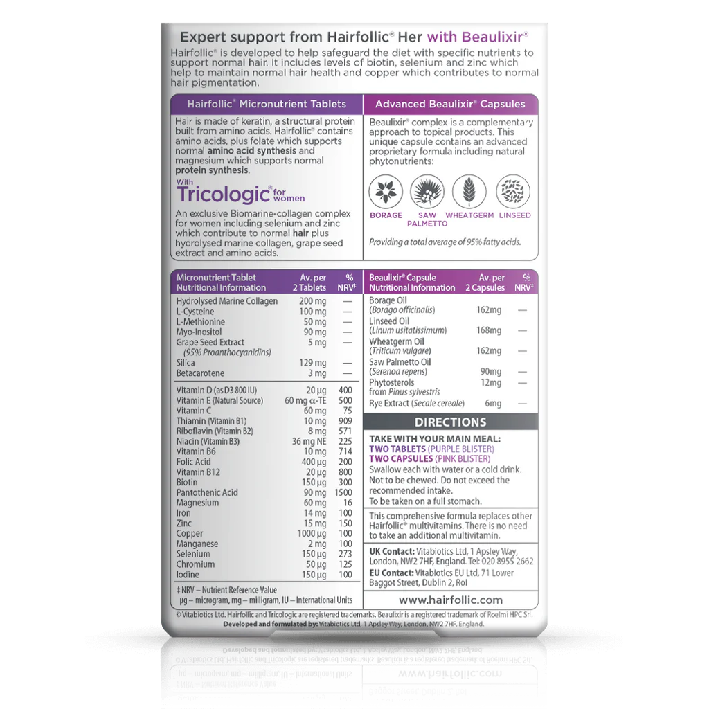 Vitabiotics Hairfollic Her Advanced - 30 Tablets + 30 Capsules