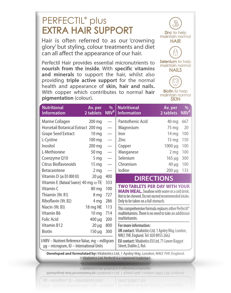 Vitabiotics Perfectil Plus 护发素 - 60 片
