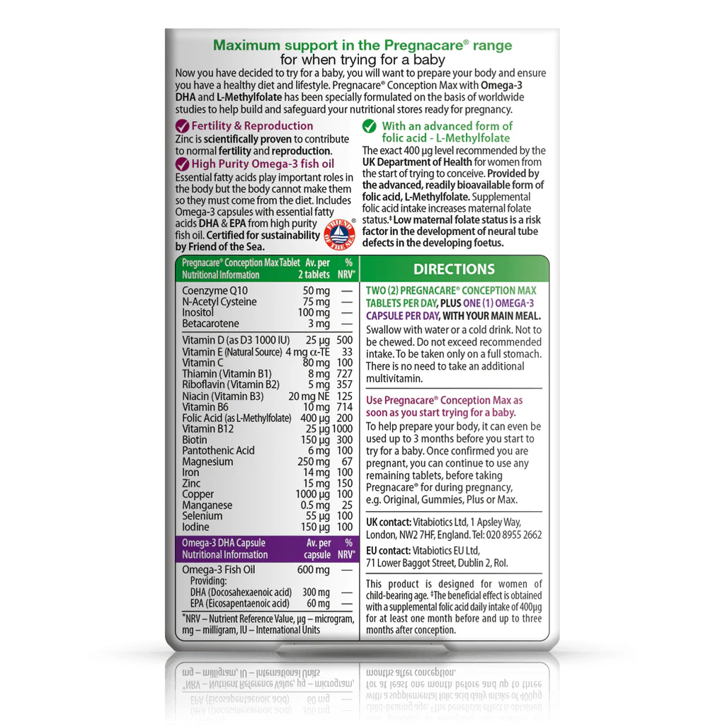 Vitabiotics Pregnacare Conception Max - 28 Days Supply