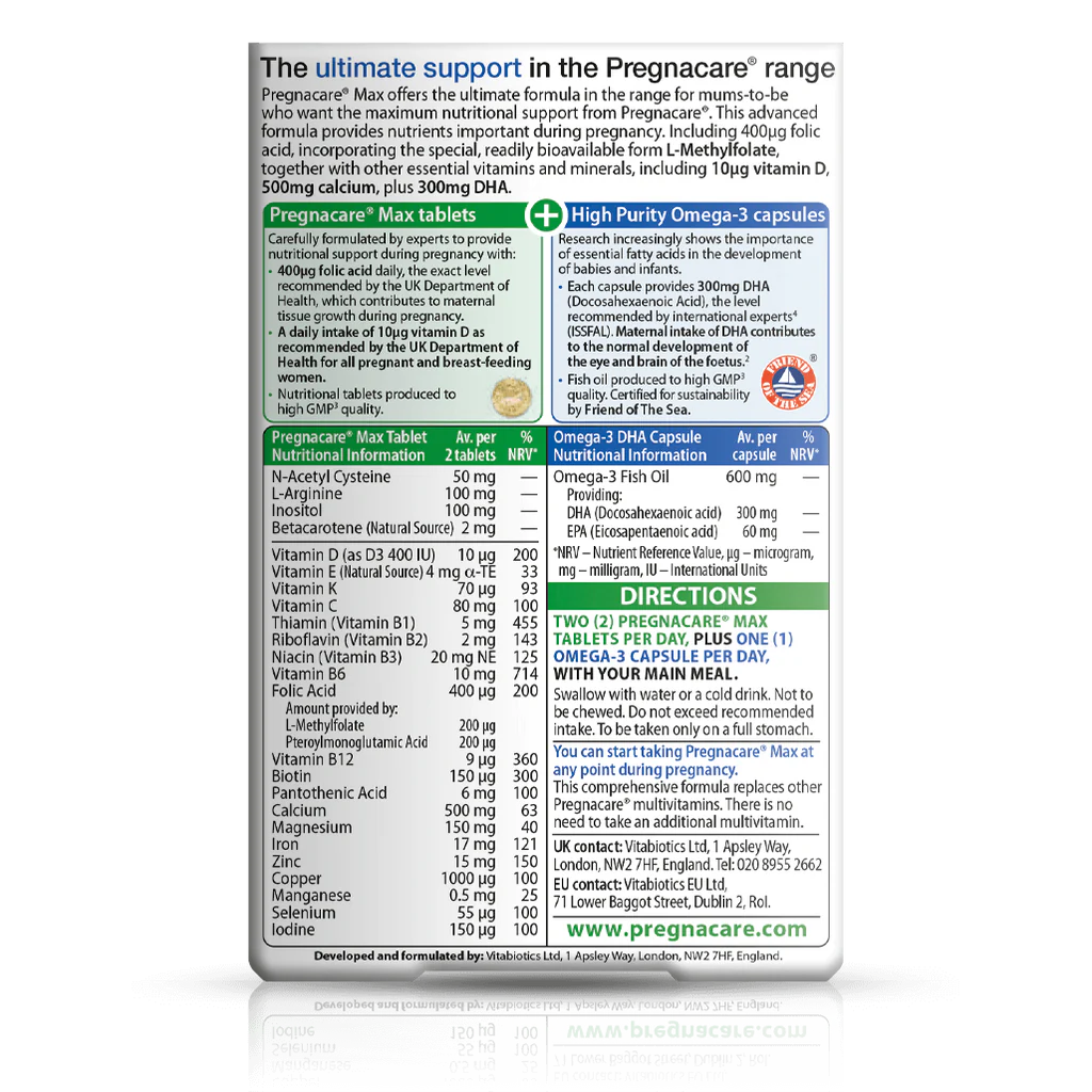 Vitabiotics Pregnacare Max - 84 Tablets
