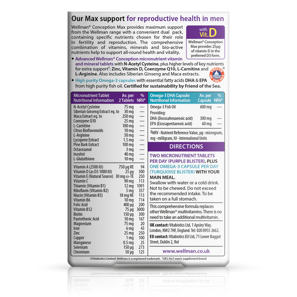 Vitabiotics Wellman Conception Max - 56 Tablets + 28 Capsules