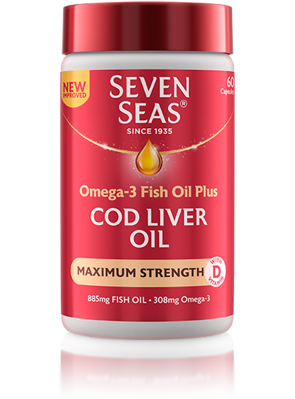 Seven Seas Cod Liver Oil Max Strength Omega-3 Fish Oil & Vitamin D - 60 Capsules