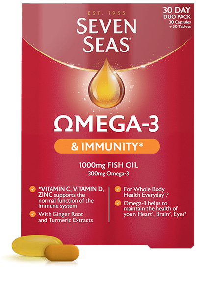 Seven Seas Omega-3 & Immunity with Vitamin C & Vitamin D - 30 Day Duo Pack